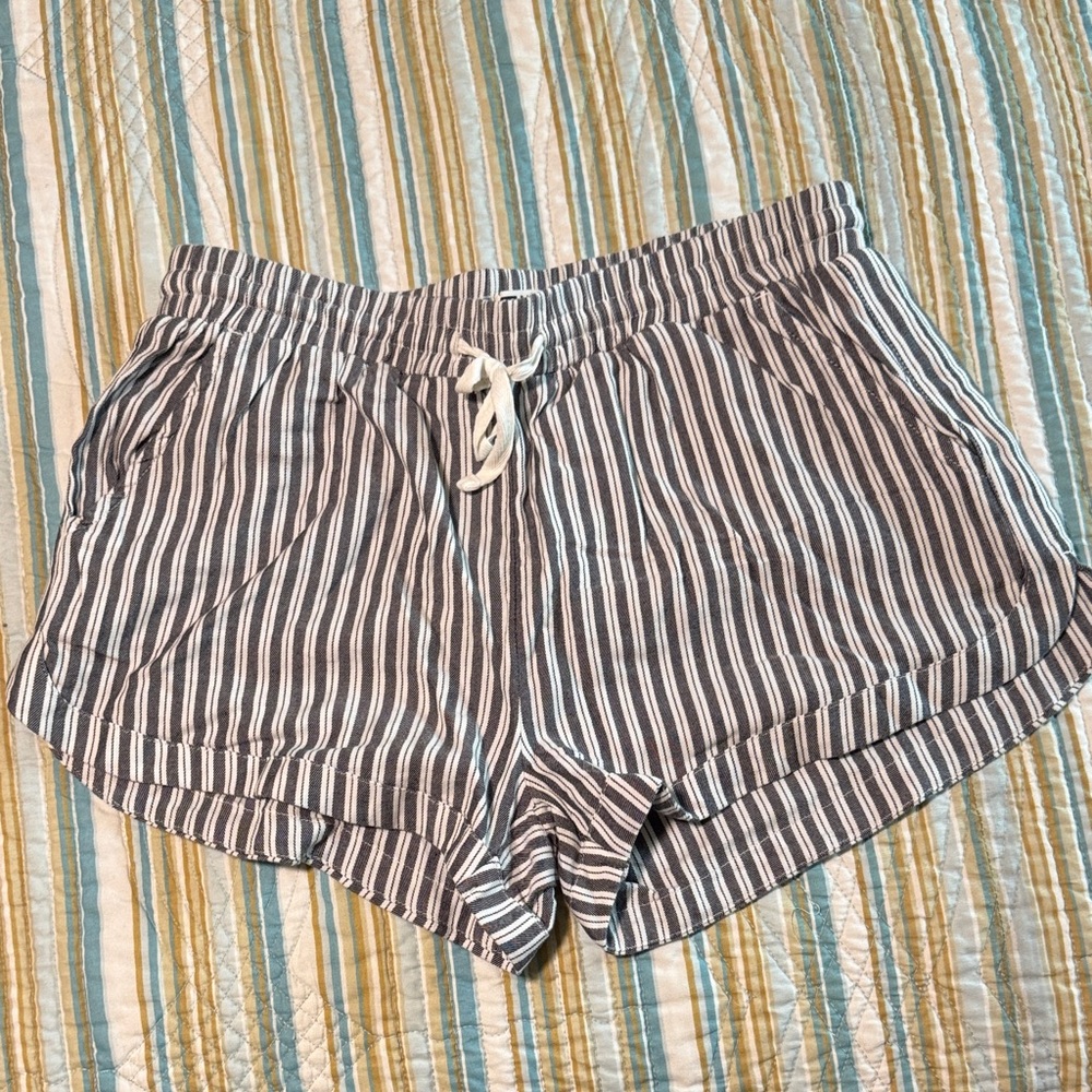 Billabong Black and White Striped Athletic Shorts